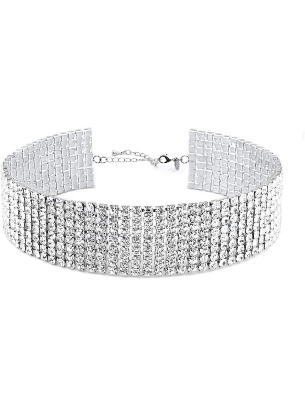 Sparkling Rhinestone Choker Necklace - Silver & Gold Plated Crystal Jewelry for